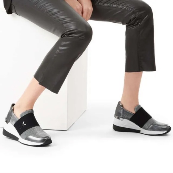 MICHAEL Michael Kors Felix Slip-On Wedge Trainers. - Picture 11 of 13